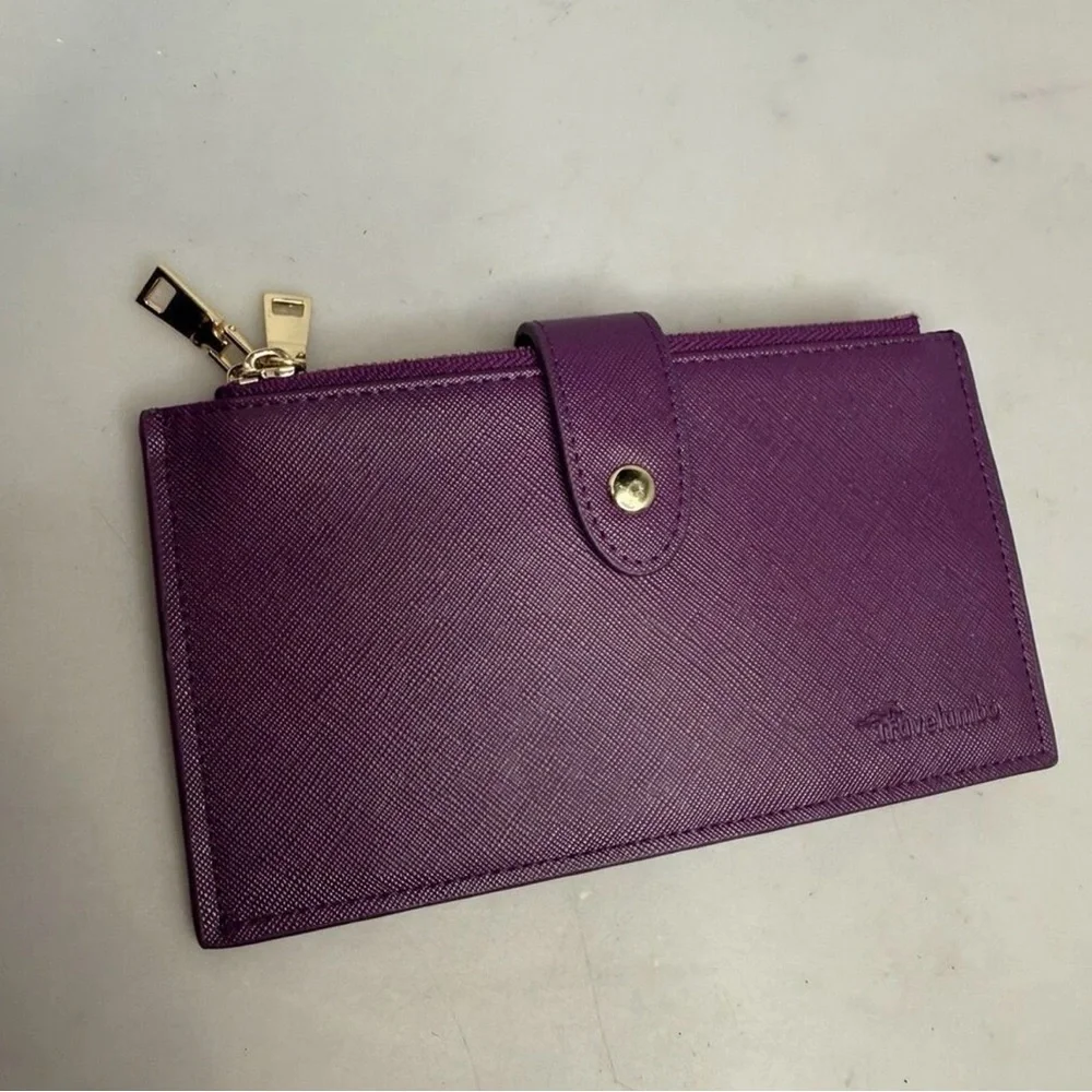 Purple Long Zip Wallet with Card Slots